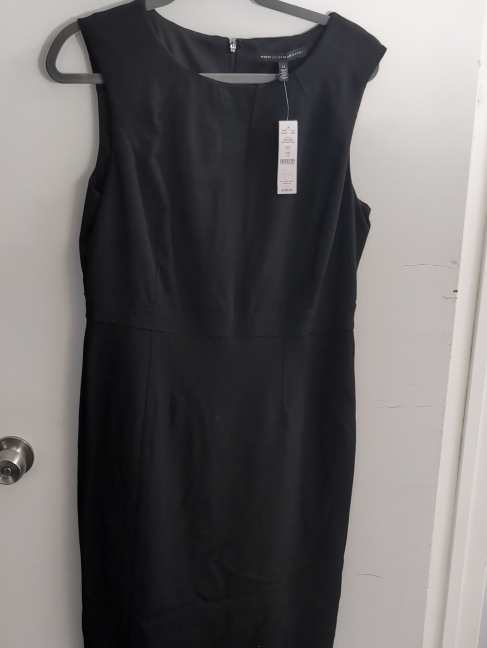 WHBM Black Sleeveless Sheath Midi Dress